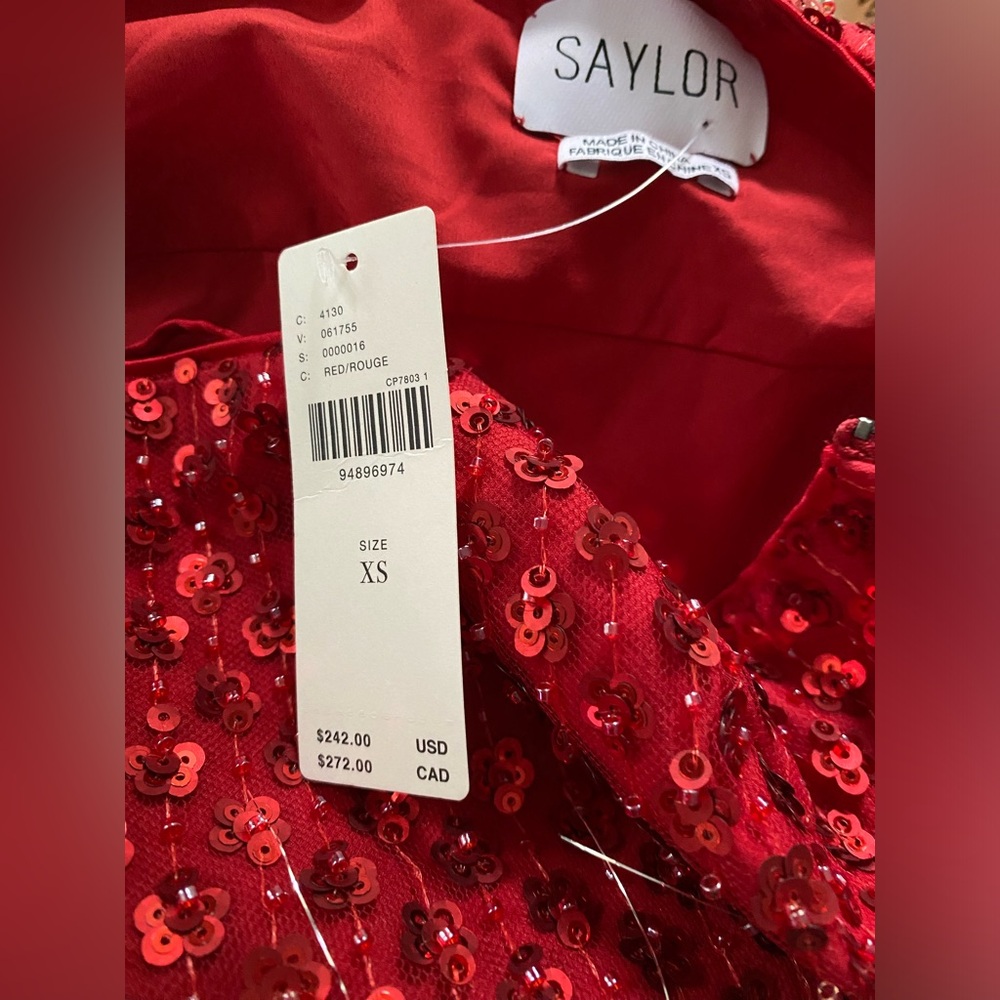 Anthropologie Saylor Caitriona Sequin Fringe Mini Dress XS new nwt red - Picture 7 of 7